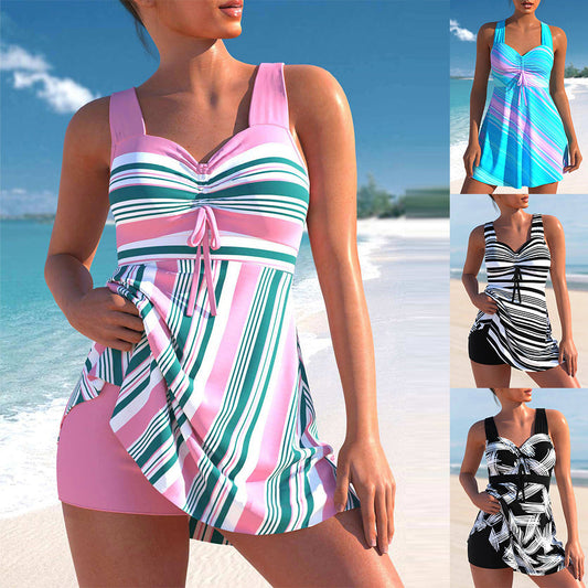 👙✨ Nov model za leto 2026: črtaste kopalke do pasu 🏖️-SI