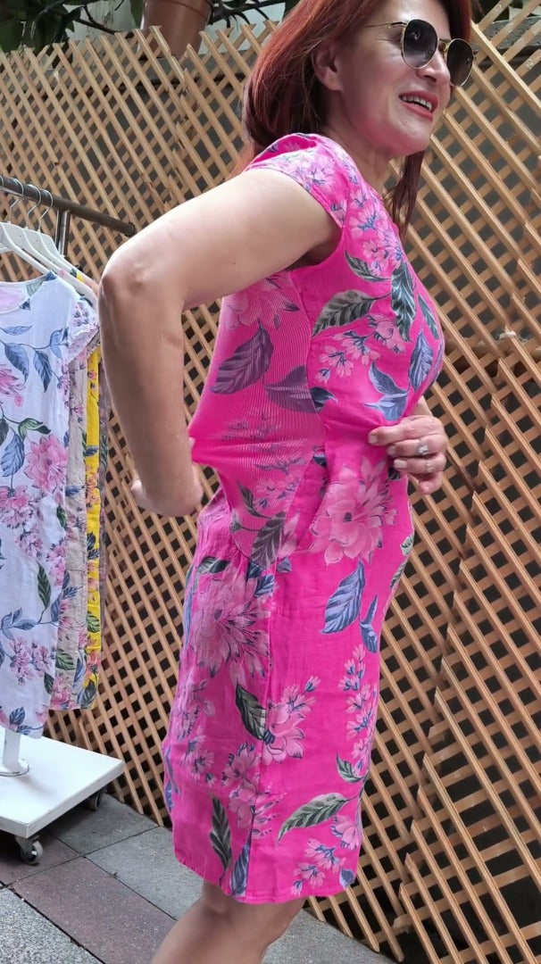 👗 Suknelė su raštu, plačiomis rankovėmis ir apvalia iškirpte-LT