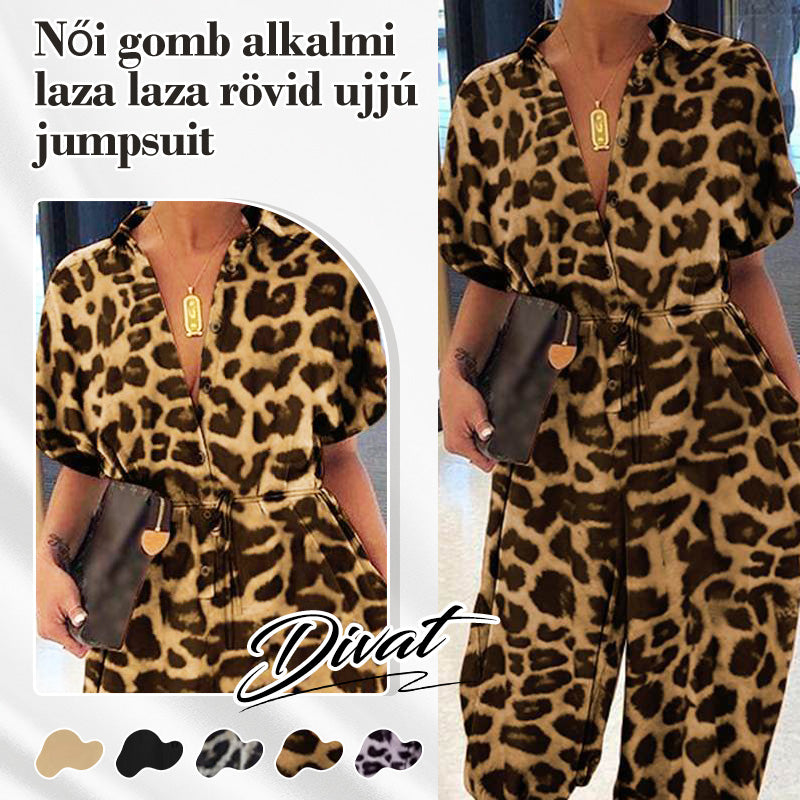 💜✨Moteriškas sagomis puoštas laisvas kombinezonas trumpomis rankovėmis-LT