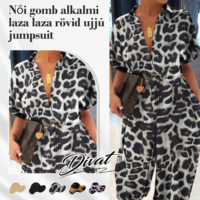 💜✨Moteriškas sagomis puoštas laisvas kombinezonas trumpomis rankovėmis-LT