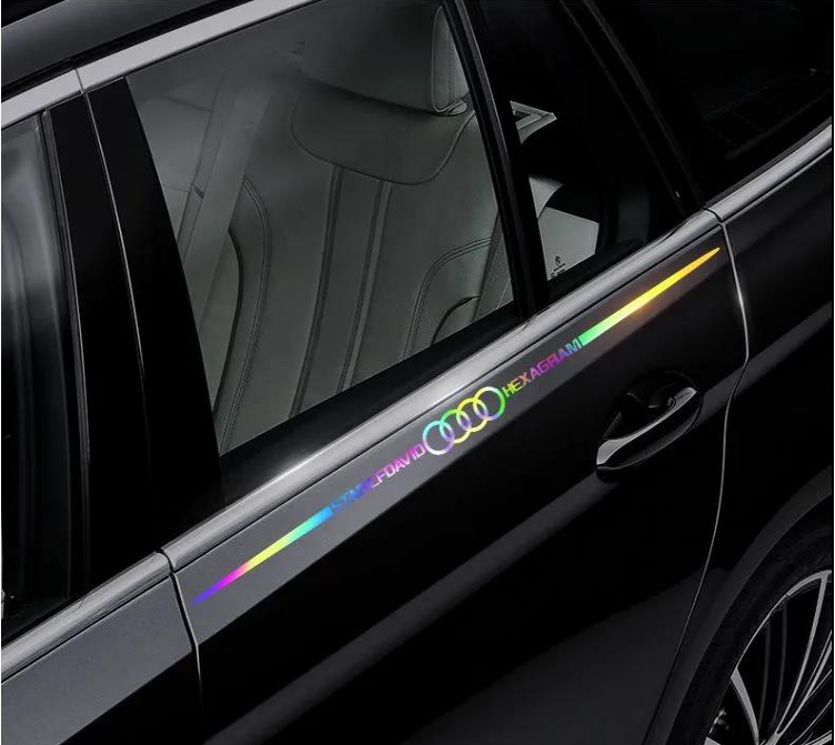 Pegatinas reflectantes láser de colores 3D para coche, 4 unidades-ES