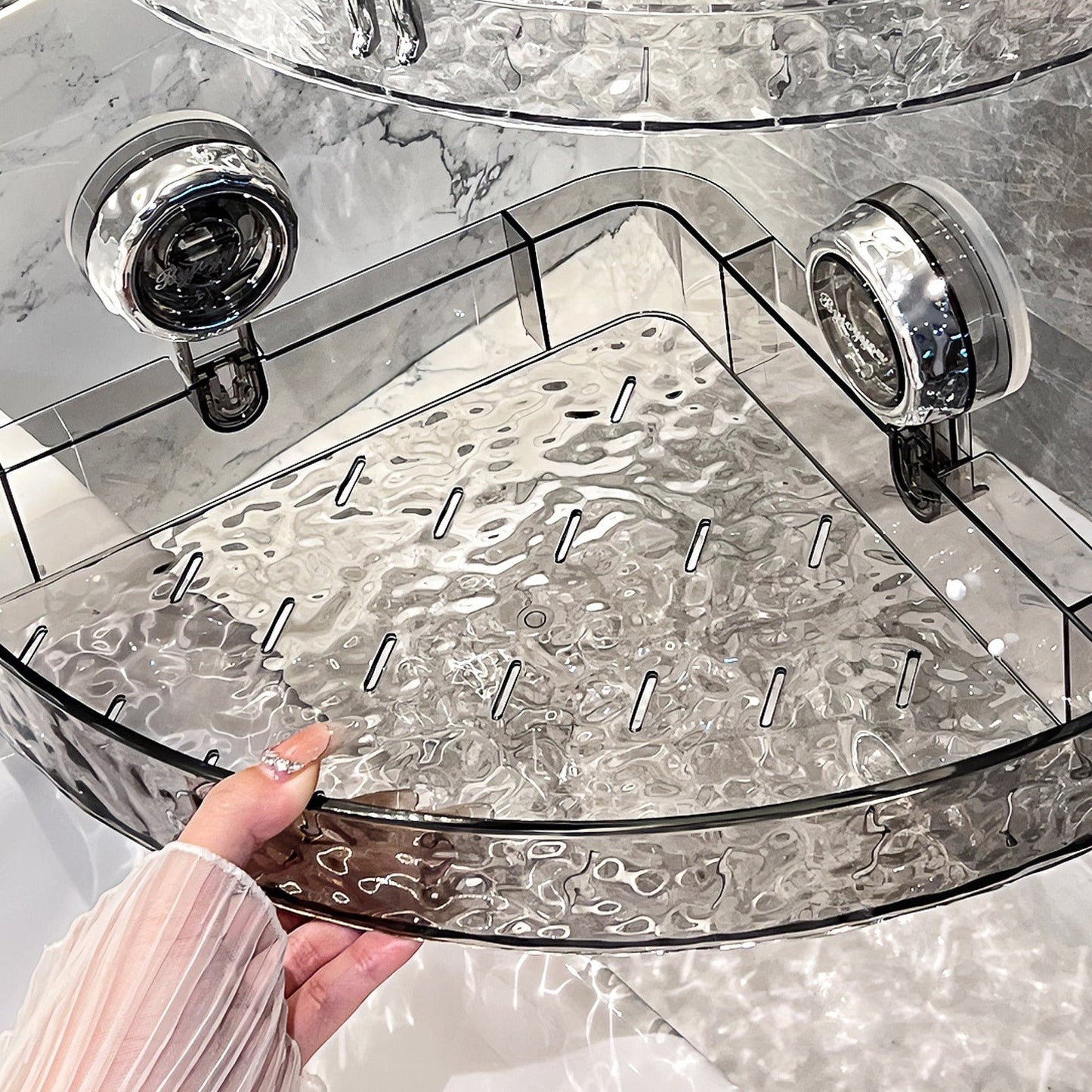 Organizador de pared transparente sin taladros: organizador triangular y rectangular multifuncional, extraíble y sin taladros.-ES