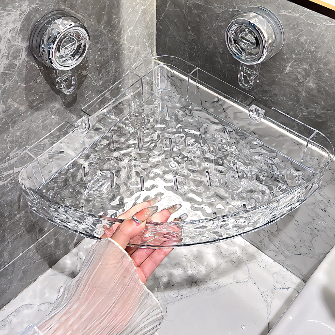 Organizador de pared transparente sin taladros: organizador triangular y rectangular multifuncional, extraíble y sin taladros.-ES