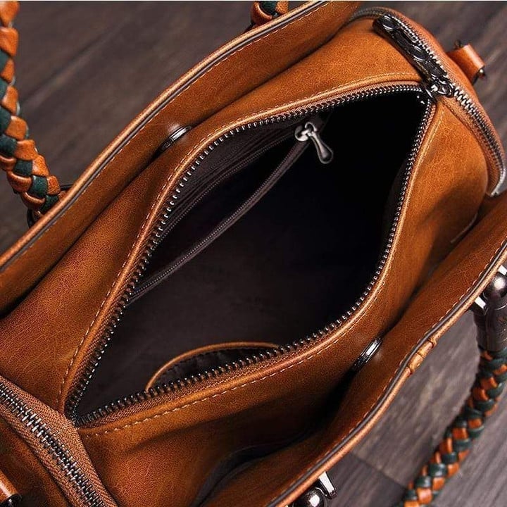 Γυναικεία δερμάτινη τσάντα μεγάλης χωρητικότητας-GR