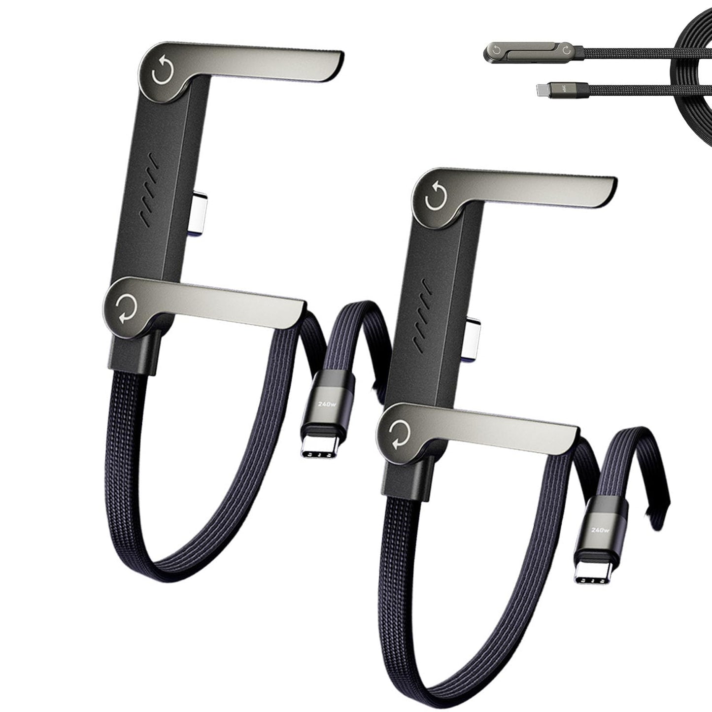 📱 240W pleten kabel za hitro polnjenje z vgrajenim stojalom za telefon - nov zložljiv trpežen kabel USB-C tipa C 2026 (2 kosa)-SI