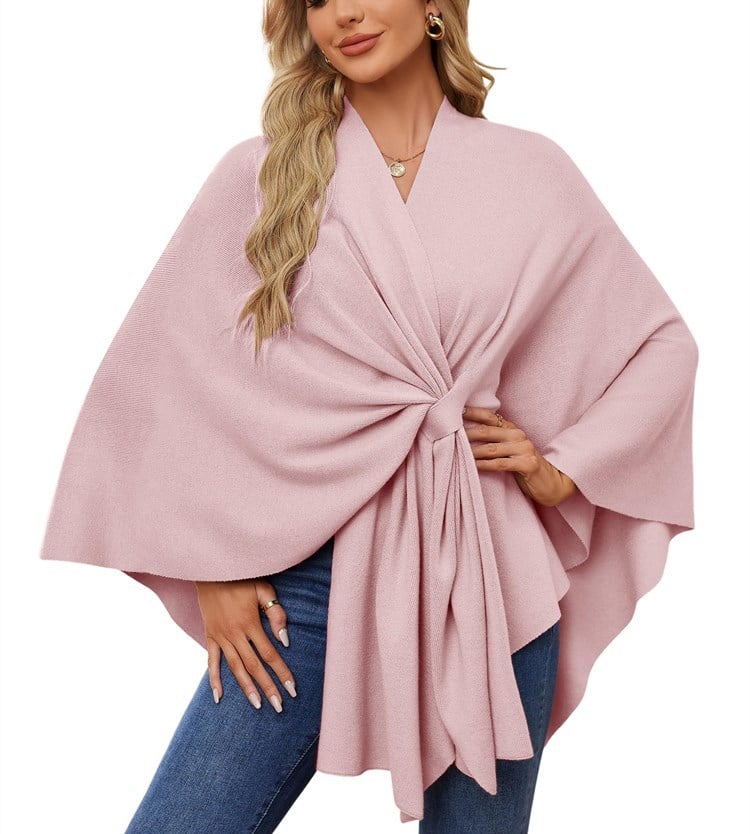 🔥Elegante bufanda que cubre un suave poncho de punto con frente abierto-ES