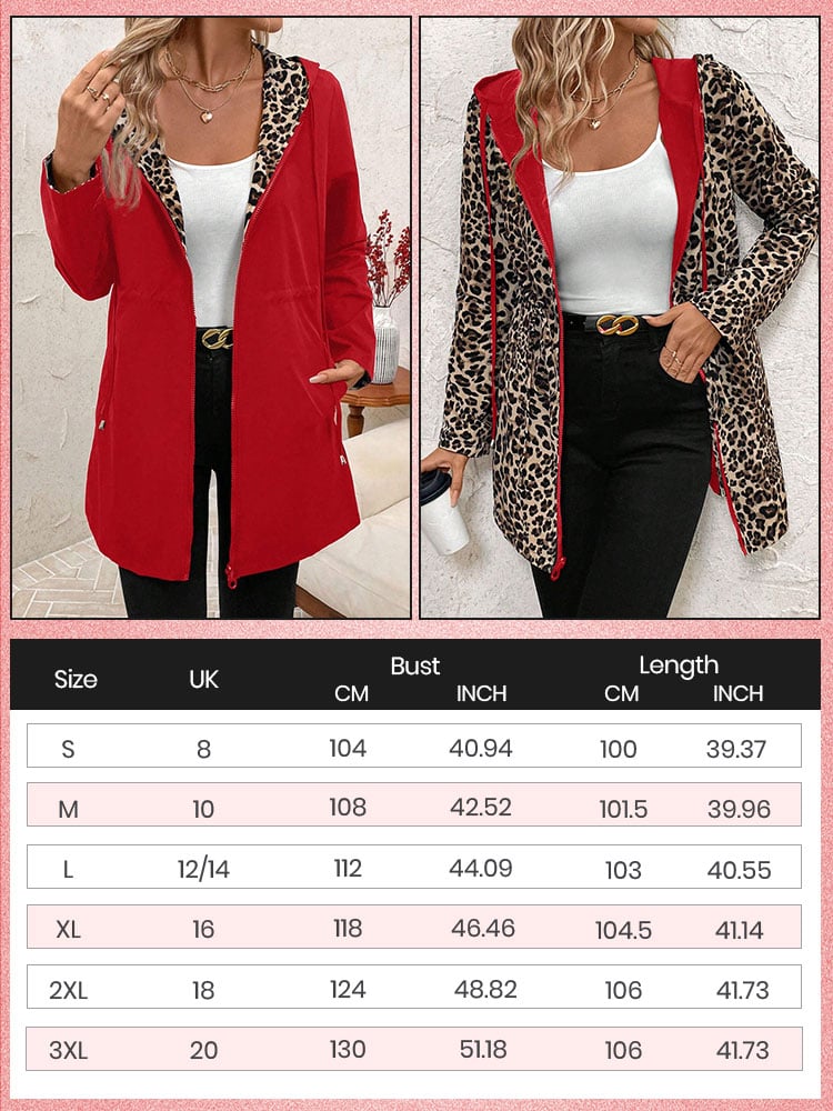 Abrigo reversible con capucha y estampado de leopardo-ES