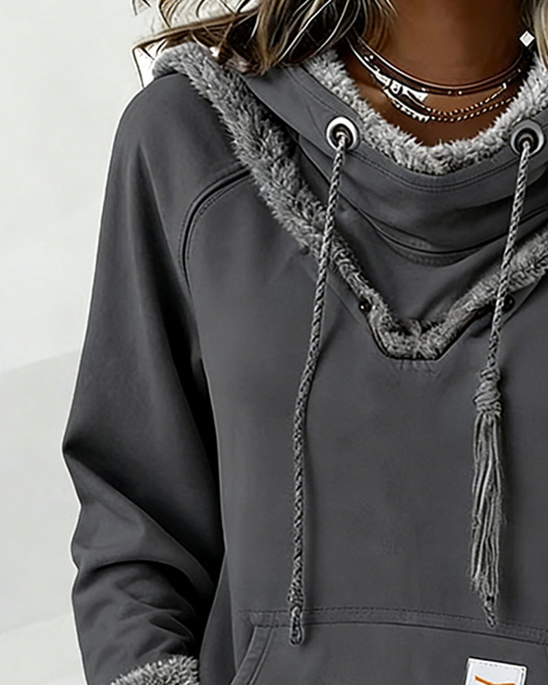 Ilgarankovis džemperis su lopais ir kišenėmis-LT