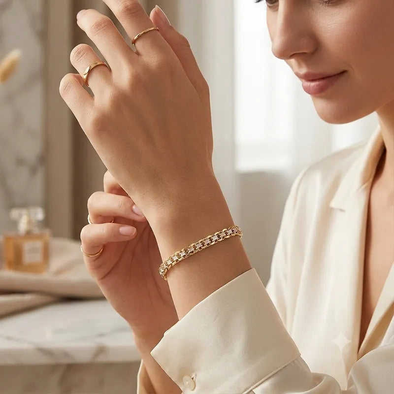 Pulsera de cadena dorada eslabón para mujer-ES