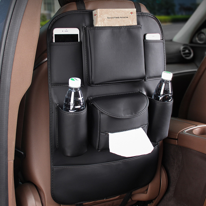 Organizador para asiento trasero DriveEase: organizador colgante con múltiples bolsillos y logotipo personalizado-ES