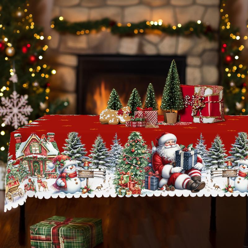 Mantel navideño de primera calidad: un encantador diseño de Papá Noel y renos para disfrutar de momentos alegres en familia.-ES