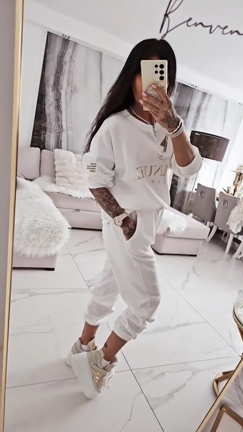 ¡Oferta por tiempo limitado! Conjunto casual para mujer: blusa estampada y pantalón holgado.-ES