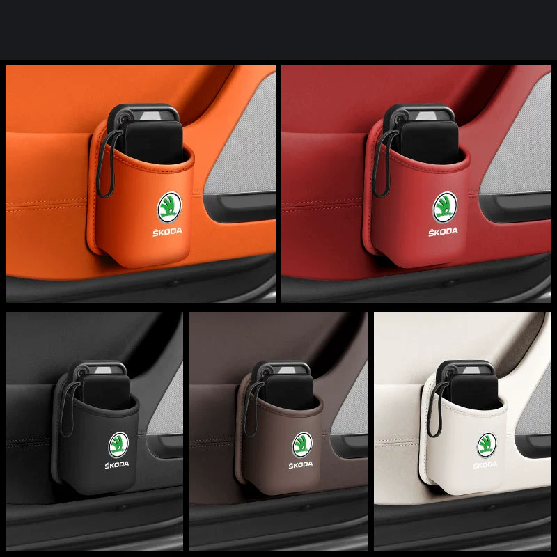 Organizador de portavasos de cuero para coche-ES