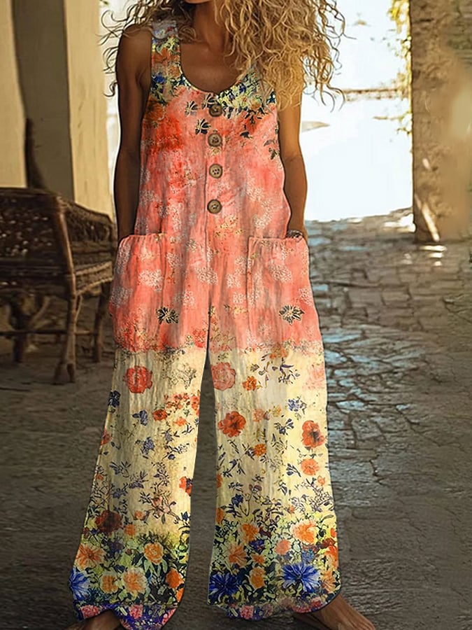 Mono informal vintage con estampado floral de patchwork para mujer-ES