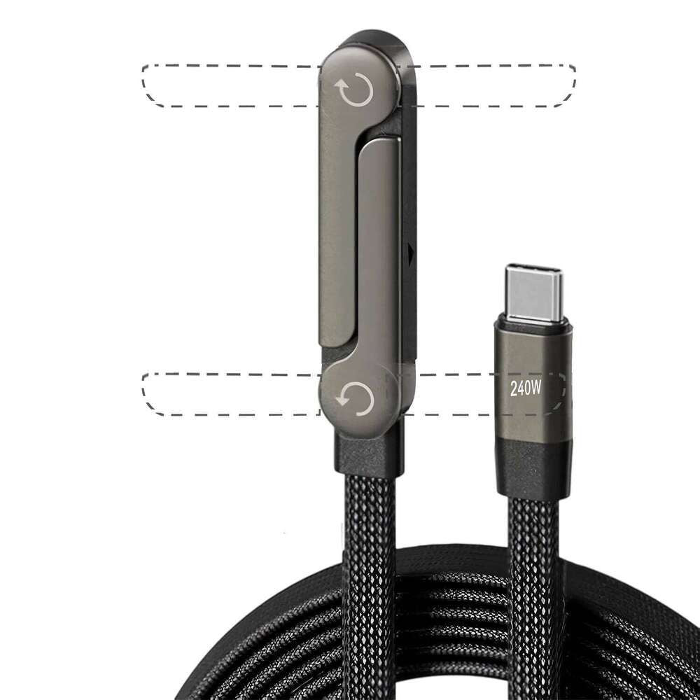 📱 240W pleten kabel za hitro polnjenje z vgrajenim stojalom za telefon - nov zložljiv trpežen kabel USB-C tipa C 2026 (2 kosa)-SI