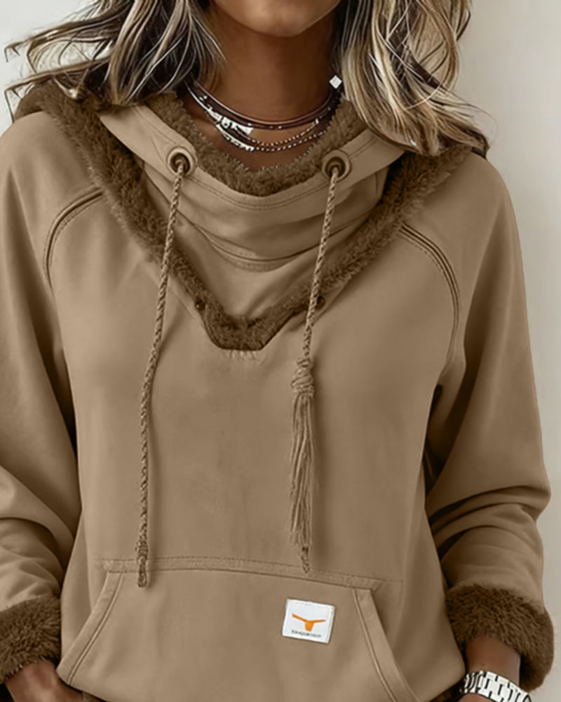 Ilgarankovis džemperis su lopais ir kišenėmis-LT