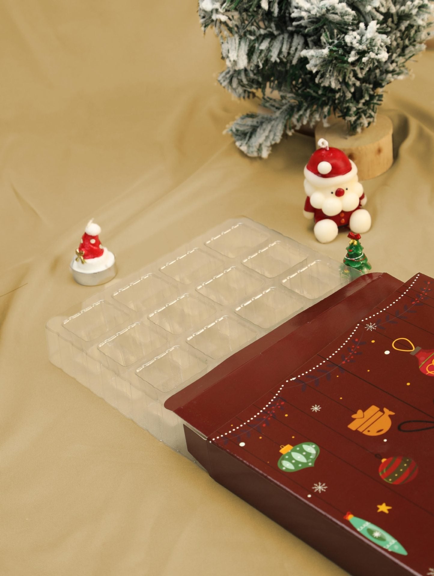 Calendario de Adviento de mármol rosa 2025, caja de cuenta regresiva de 24 días para Navidad-ES