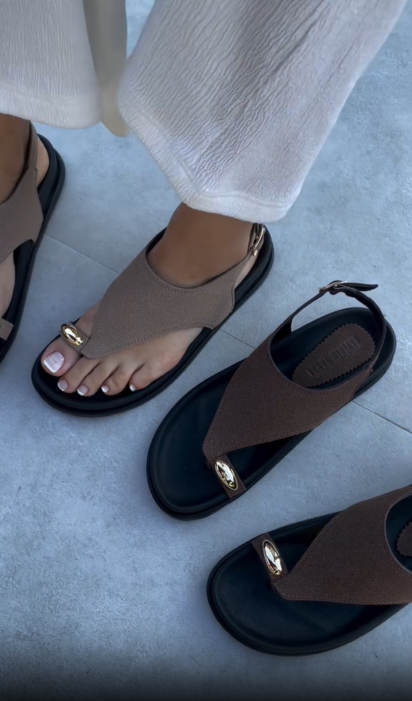 Patogios prancūziškos atviros basutės moterims su metaline sagtimi-LT