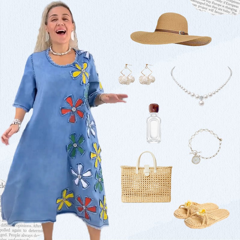 👗 Gėlių rašto moteriška laisvalaikio suknelė-LT