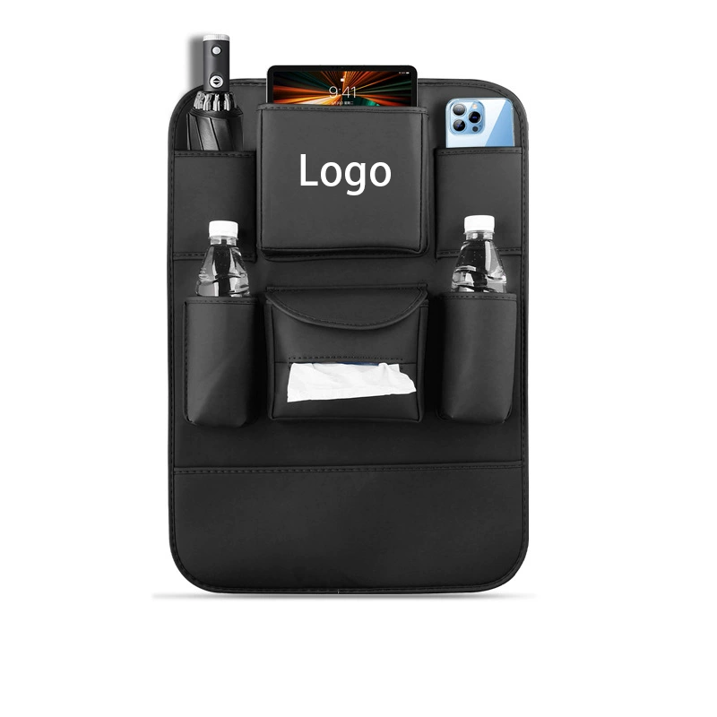 Organizador para asiento trasero DriveEase: organizador colgante con múltiples bolsillos y logotipo personalizado-ES