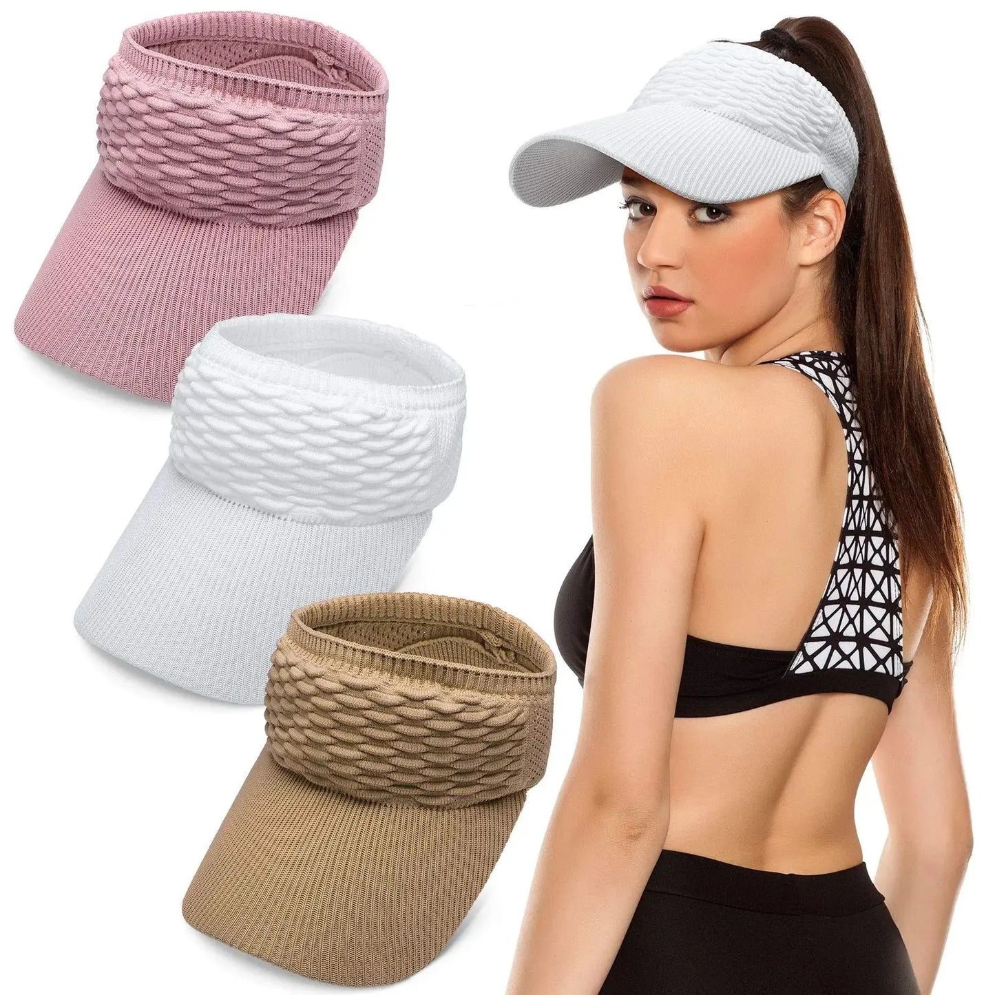 ☀️🧢 Ščitnik z luknjo za visok čop – UV zaščita, zračen, za aktivnosti na prostem in vsakodnevno uporabo-SI