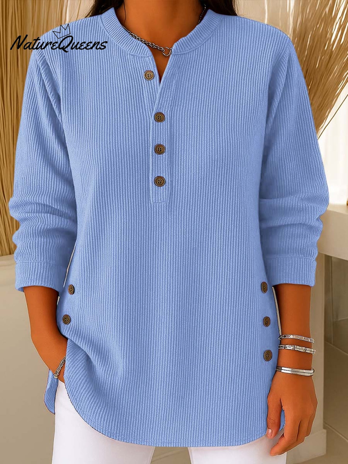 Suéter de punto holgado, de manga larga y color liso para mujer-ES