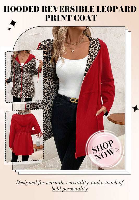 Abrigo reversible con capucha y estampado de leopardo-ES