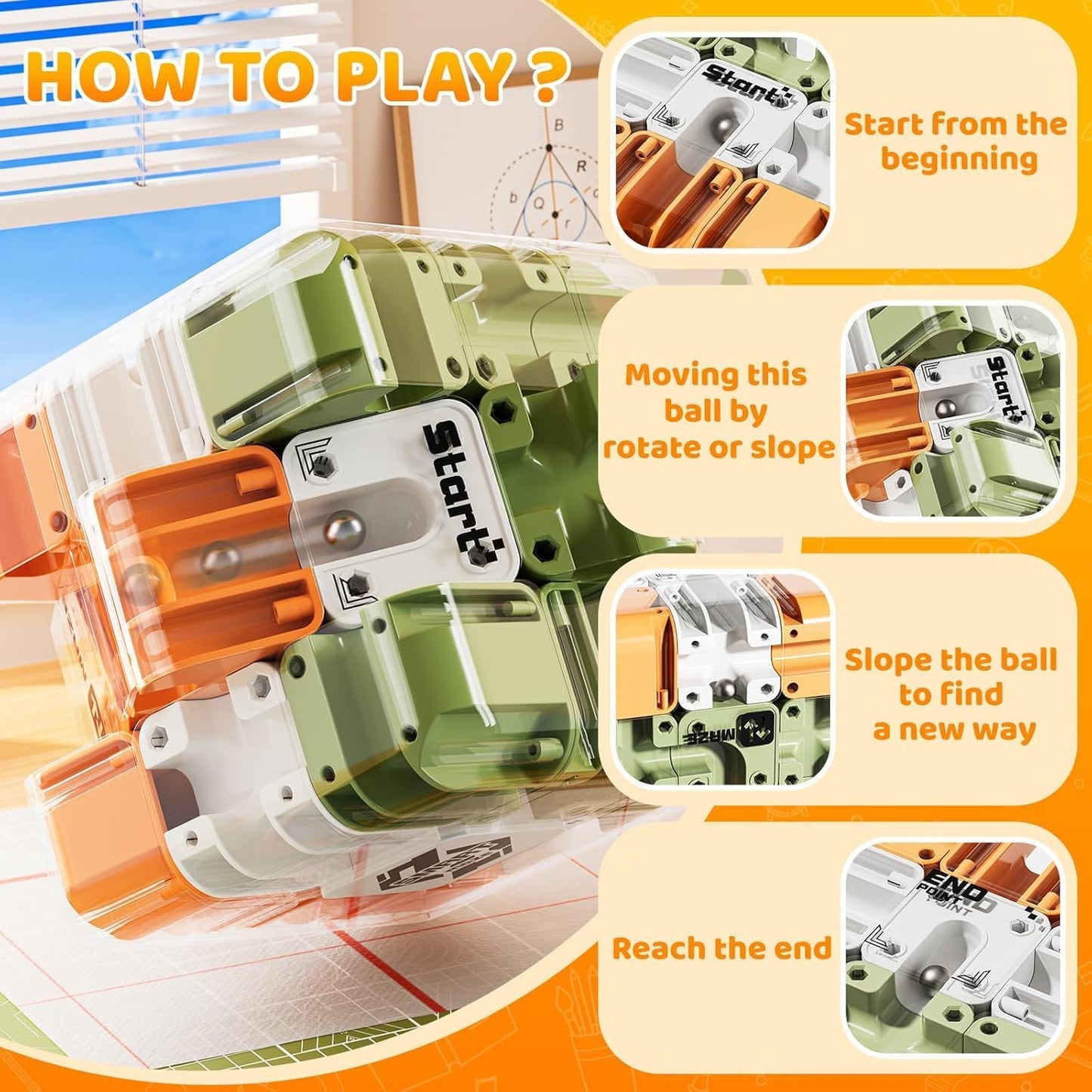 Μεγάλος Λαβύρινθος 3D Παζλ Λαβύρινθος Κύβος 🧩✨ – Συναρπαστικό παιχνίδι εξάσκησης εγκεφάλου για παιδιά και ενήλικες 🧠-GR