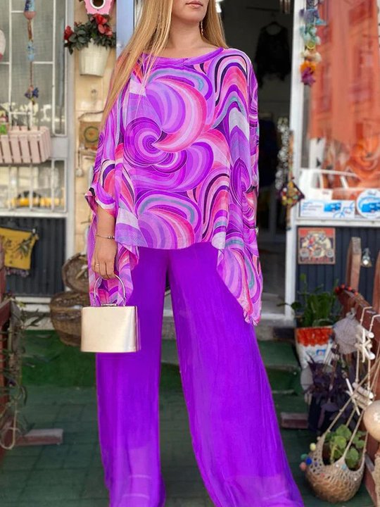 【🎊Elegante y con estilo】💞Conjunto de 2 piezas de gasa colorida para mujer para verano-ES