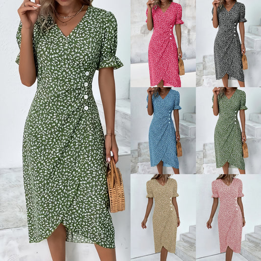 🌷Γυναικείο casual φόρεμα, wrap dress, floral φόρεμα-GR