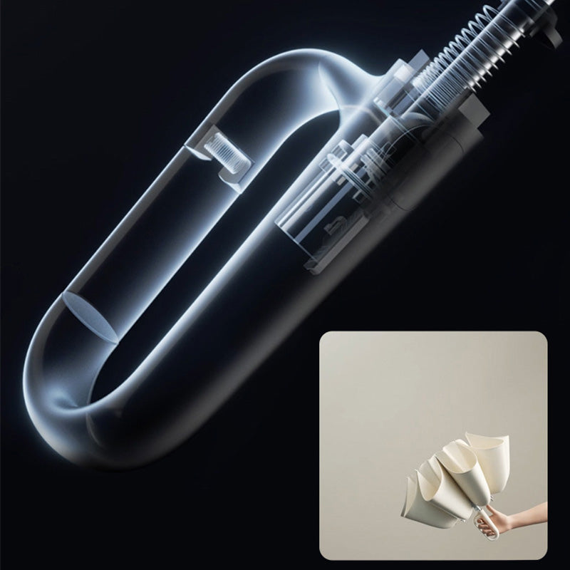 ☂️✨ ¡Paraguas con franja reflectante de seguridad! Se expande y contrae invertidamente sin salpicar agua, buena visibilidad en entornos oscuros.-ES