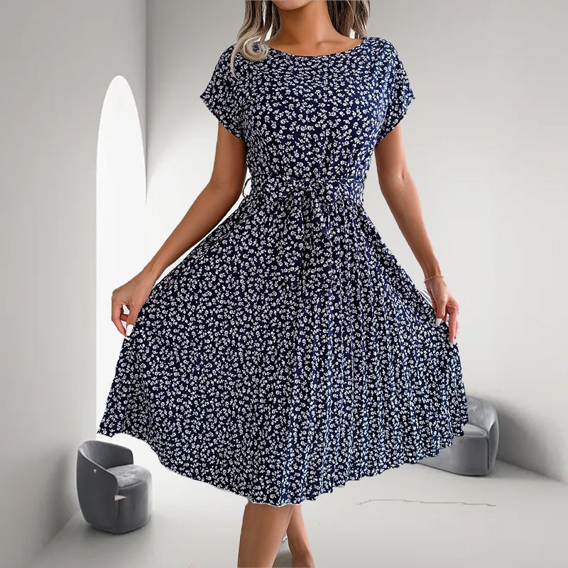 🎁Oferta de verano 2025🎁 Vestido plisado floral de manga corta para mujer👗 (6 colores con bolsillos)-ES