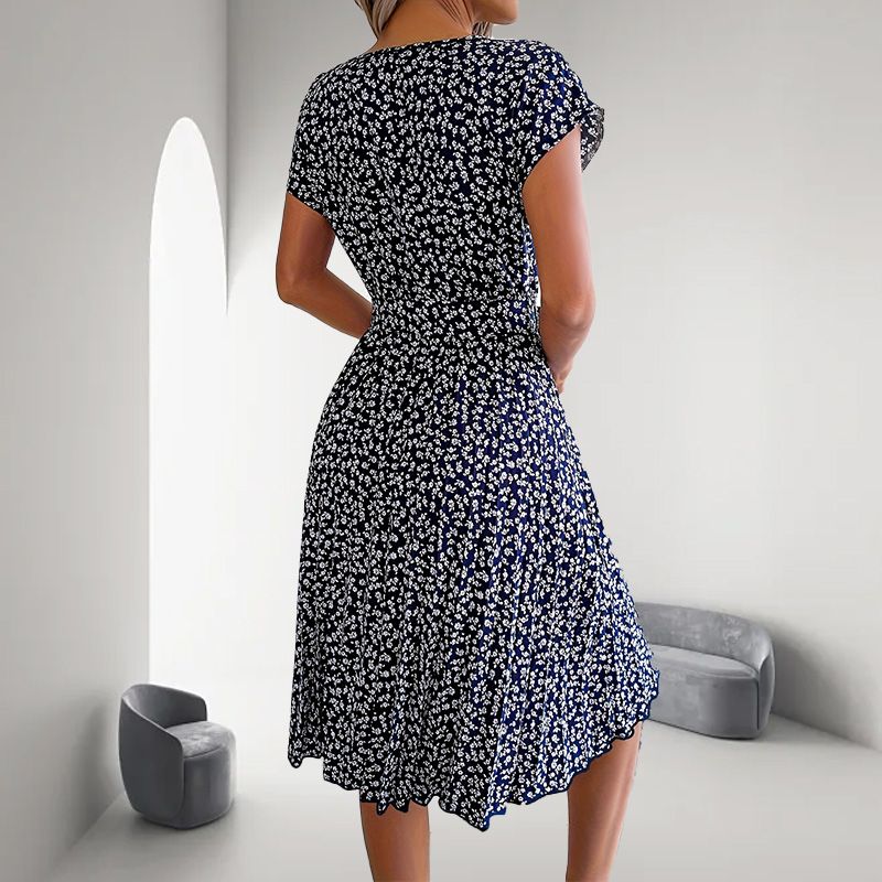 🎁Oferta de verano 2025🎁 Vestido plisado floral de manga corta para mujer👗 (6 colores con bolsillos)-ES