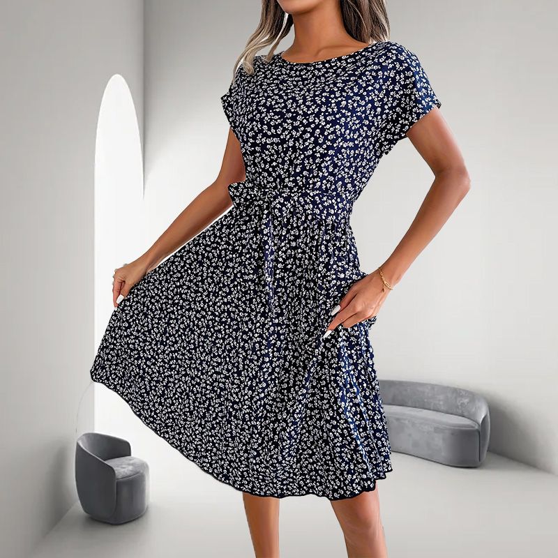 🎁Oferta de verano 2025🎁 Vestido plisado floral de manga corta para mujer👗 (6 colores con bolsillos)-ES