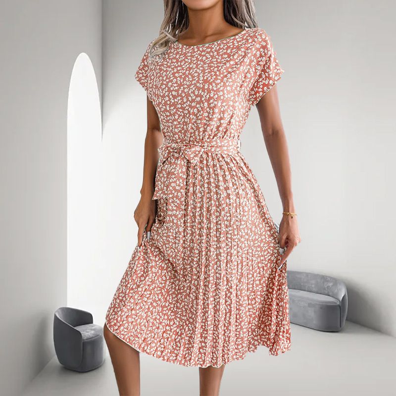 🎁Oferta de verano 2025🎁 Vestido plisado floral de manga corta para mujer👗 (6 colores con bolsillos)-ES