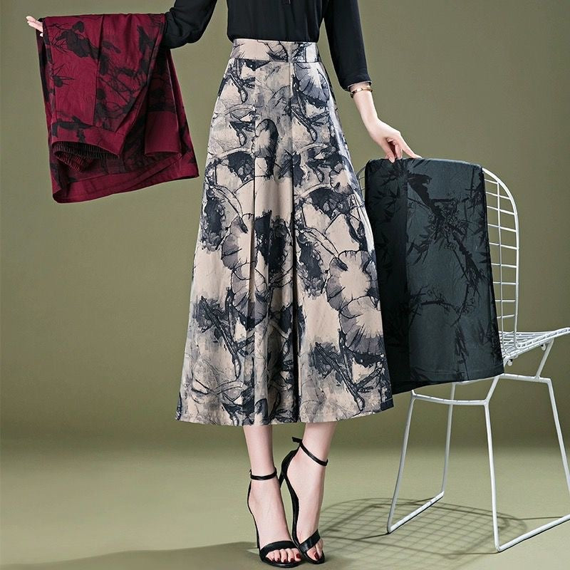 Pantalones anchos de gasa elegantes para mujer-ES