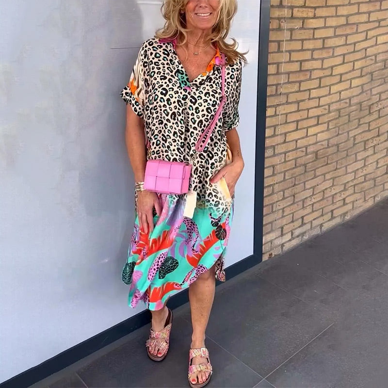 Vestido veraniego vaporoso con escote en pico.-ES