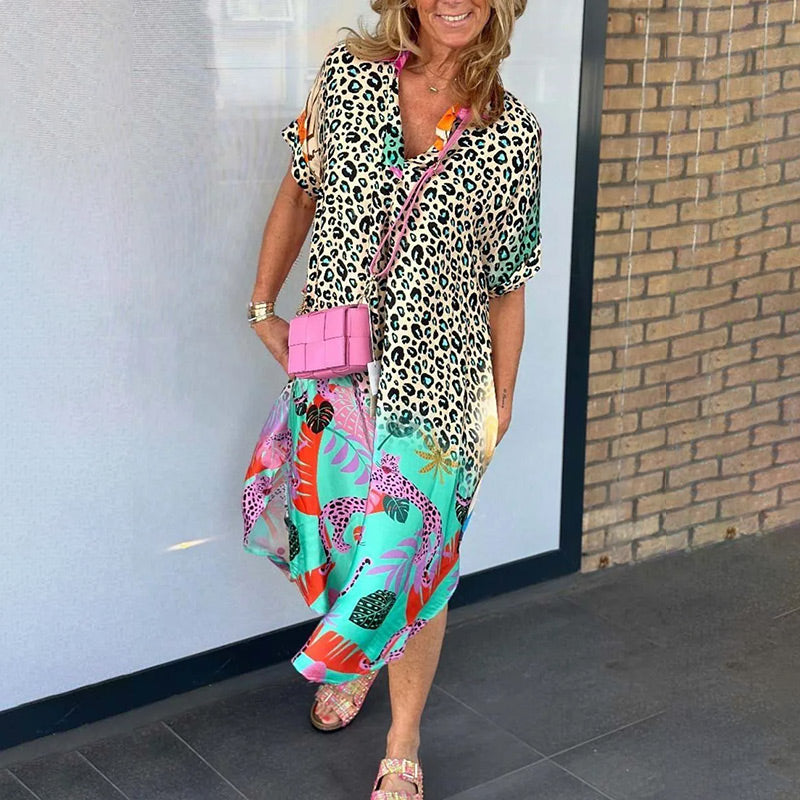 Vestido veraniego vaporoso con escote en pico.-ES