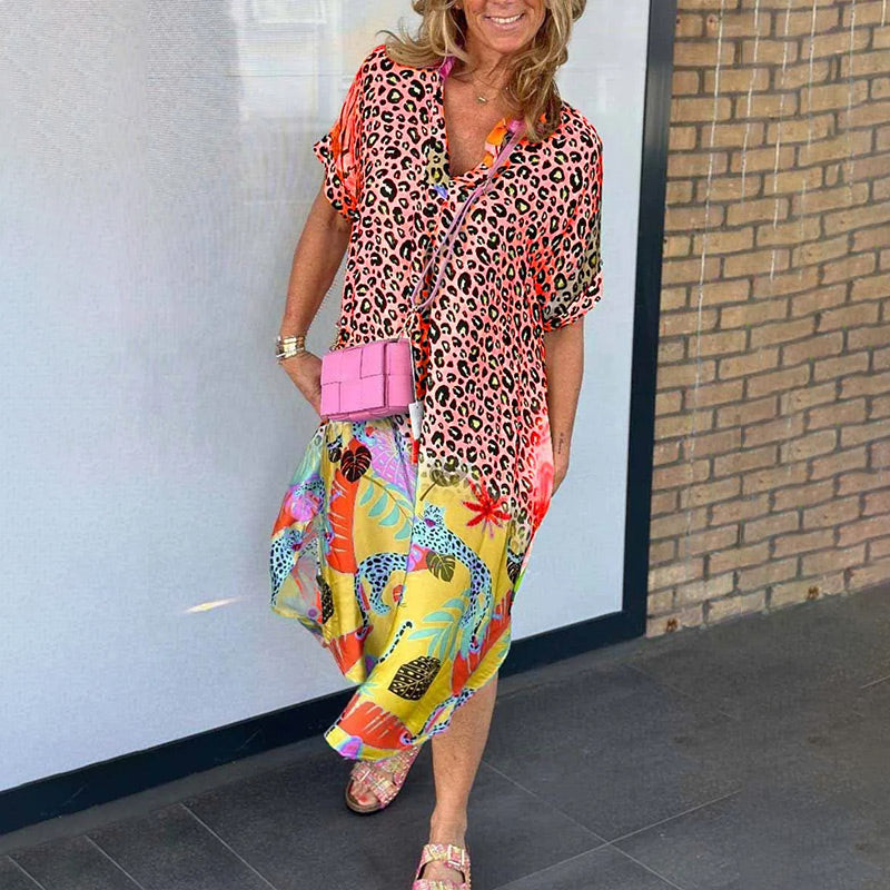 Vestido veraniego vaporoso con escote en pico.-ES