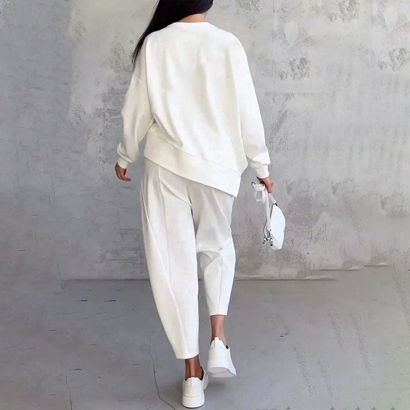 Bluza dugih rukava s okruglim izrezom ＆ 2-dijelne hlače-HR