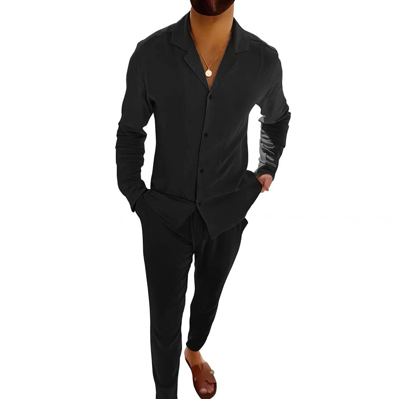 🌴Conjunto casual minimalista de dos piezas de lino y algodón para hombre