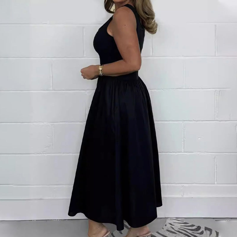 2025🌷Naiste vabaaja ühevärviline varrukateta kleit-EE