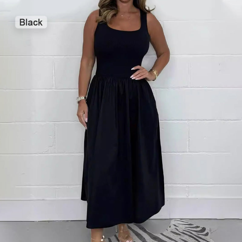 2025🌷Naiste vabaaja ühevärviline varrukateta kleit-EE