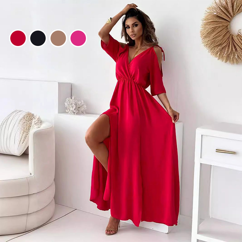 【💖Nuevos Productos 2025】👗Vestido elegante y sexy para mujer con escote puntiagudo-ES
