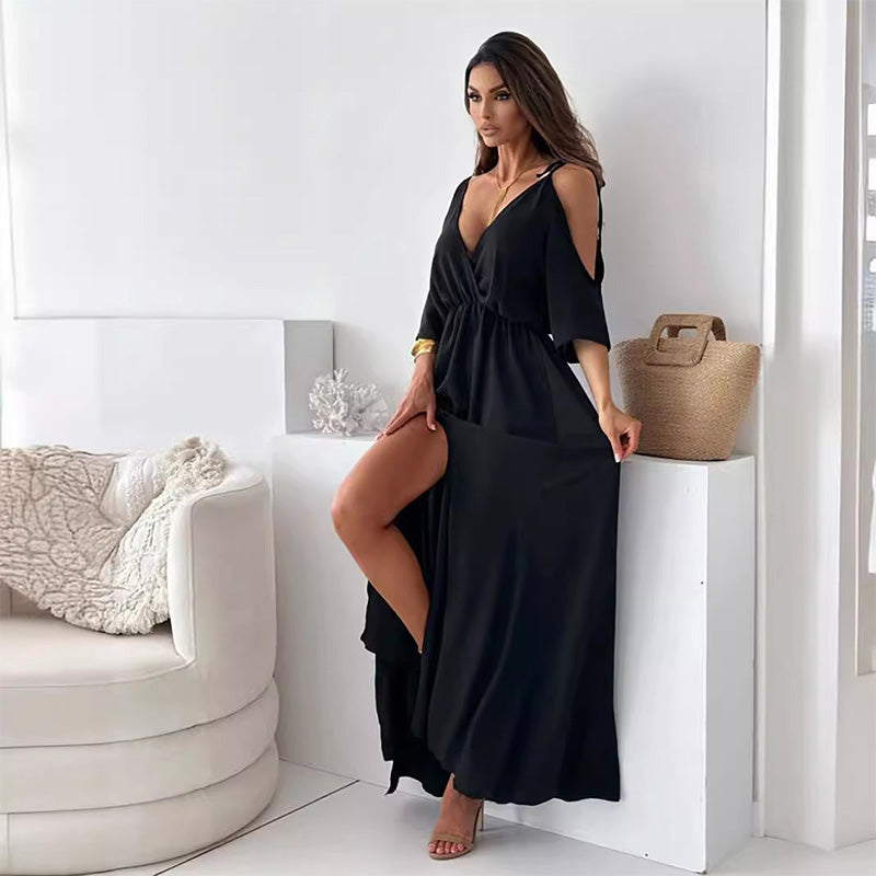 【💖Nuevos Productos 2025】👗Vestido elegante y sexy para mujer con escote puntiagudo-ES