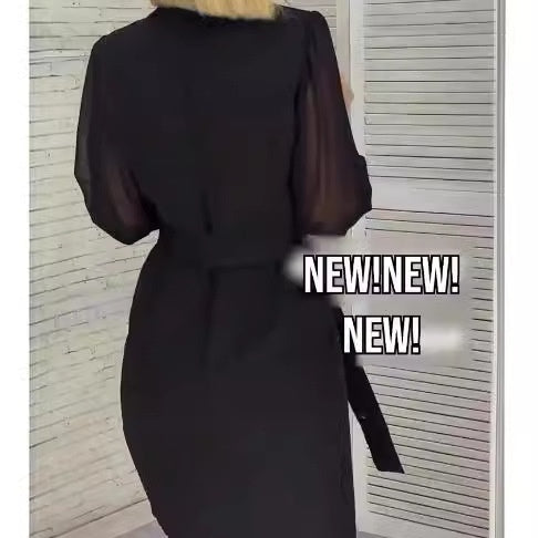 💟Vestido de mujer con escote en pico y lentejuelas-ES