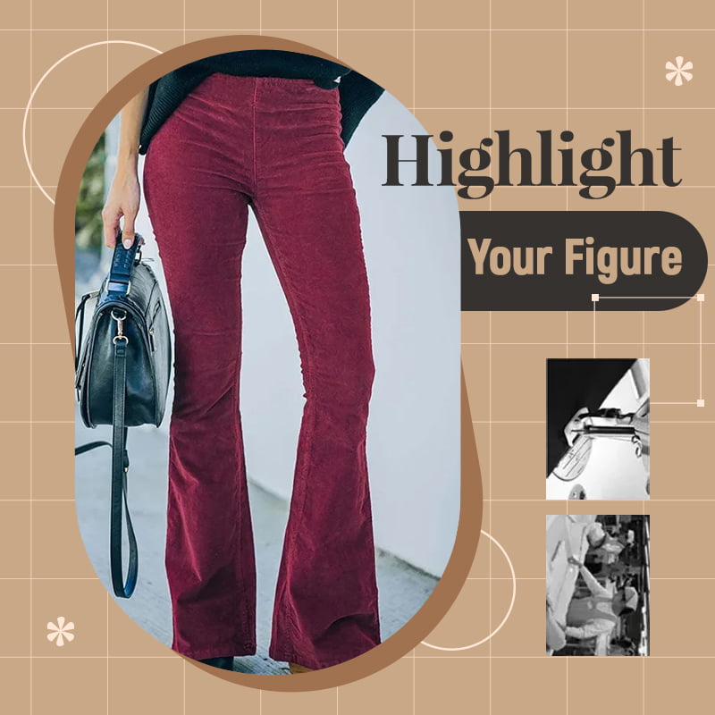 Pantalón de talle alto de pana ultrafina con cintura elástica-ES