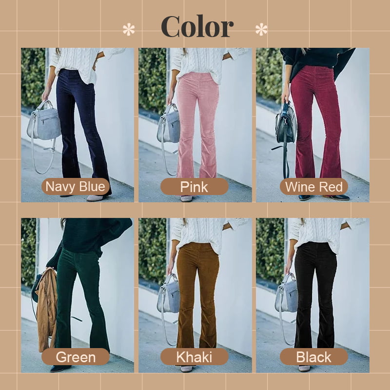Pantalón de talle alto de pana ultrafina con cintura elástica-ES