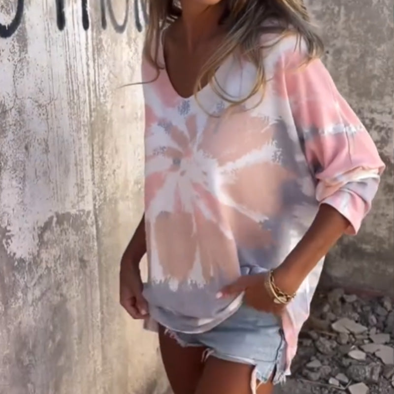 Top casual cómodo con cuello en V-ES