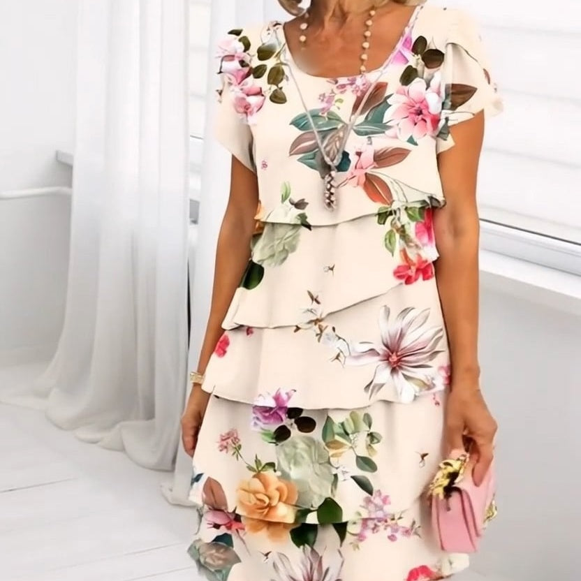 🌸Vestido de encaje con estampado floral multiplanta-ES